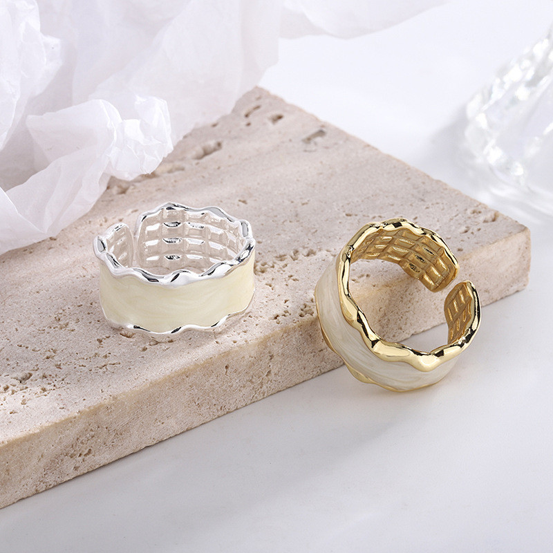 „Ropuhov“, 2021 m., nauja sidabrinė adata, korėjietiška moteris, netaisyklingo bangavimo raštas, žiedas „Fashion Ins Wind Opening Jewelry“ – didmeninė prekyba