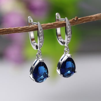 Huitan Women Drop Earrings Κοσμήματα μόδας 2021 Trend Noble Blue CZ Lady danngle σκουλαρίκι για δώρα αγάπης επετείου γάμου για πάρτι