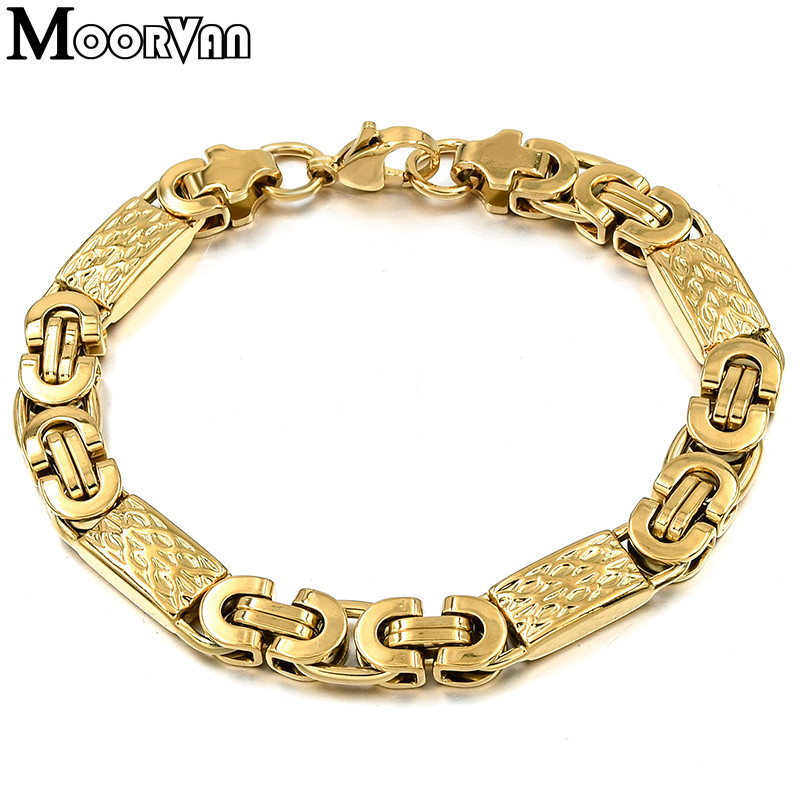 Moorvan Auriu Bărbați Set de bijuterii Design Nou Colier/Brățară Lung 55cm/22cm Accesoriu la modă VBD022