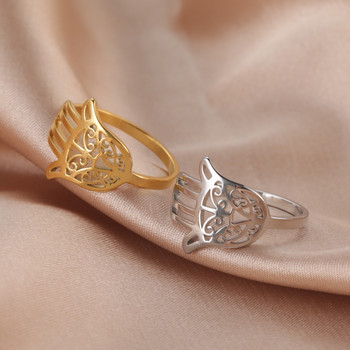 Skyrim από ανοξείδωτο ατσάλι Hamsa Fatima\'s Hand Rings για γυναίκες κορίτσια Χρυσό χρώμα Δαχτυλίδι Φυλαχτό Talisman Δώρα Χονδρική πώληση 2023