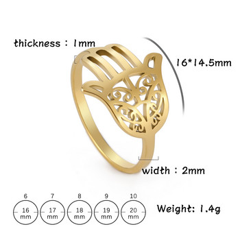 Skyrim Неръждаема стомана Хамса Фатима пръстени за ръце за жени Момичета Златен цвят пръстен Амулет Талисман Бижута Подаръци на едро 2023