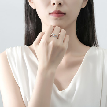 Γνήσιο ασημένιο δαχτυλίδι 925 2023 Love Heart Wishbone Crown Rings Κρυστάλλινο ροζ χρυσό για γυναίκες Κοσμήματα δώρου γάμου