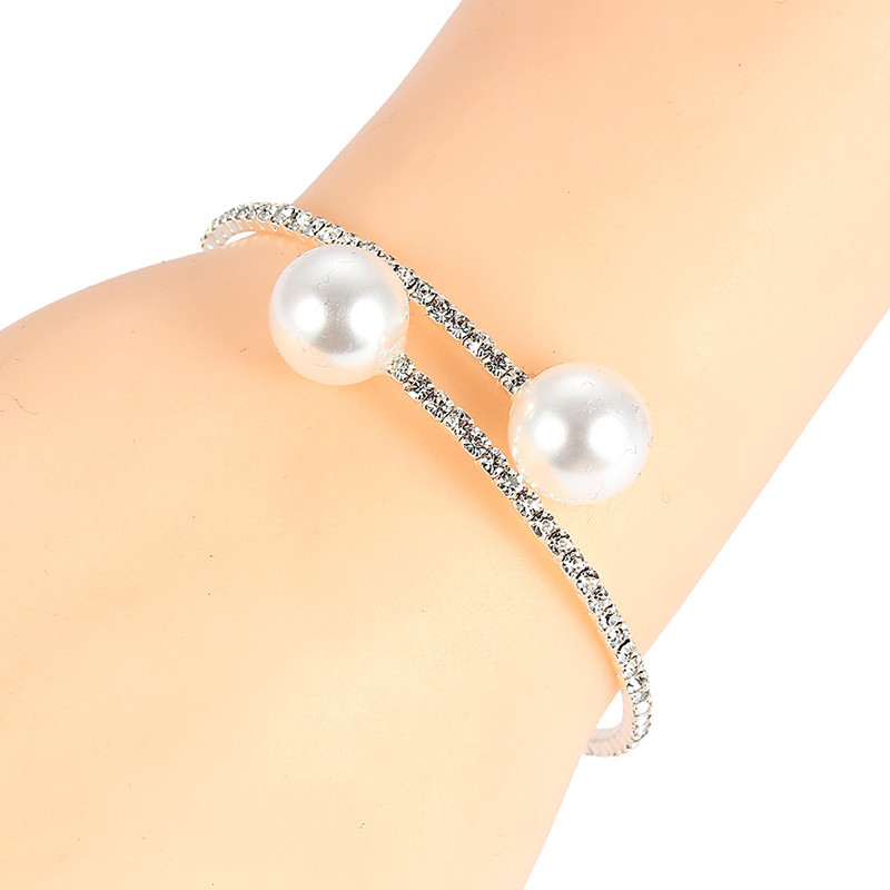 2 bucăți/set european de perle simulate chokers colier brățar set de bijuterii reglabil pentru femei mireasa nunta petrecere accesorii