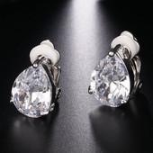 Manșetă pentru urechi de cristal de modă pentru femei, cercei cu clemă cu picătură de apă, din zirconiu, simplu, verde, bijuterii drăguțe coreene Accesorii pentru femei