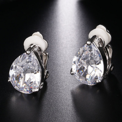 Manșetă pentru urechi de cristal de modă pentru femei, cercei cu clemă cu picătură de apă, din zirconiu, simplu, verde, bijuterii drăguțe coreene Accesorii pentru femei