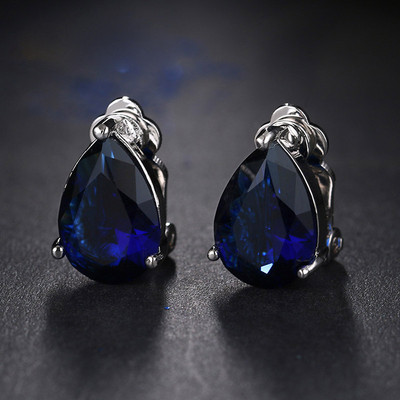 Manșetă pentru urechi de cristal de modă pentru femei, cercei cu clemă cu picătură de apă, din zirconiu, simplu, verde, bijuterii drăguțe coreene Accesorii pentru femei