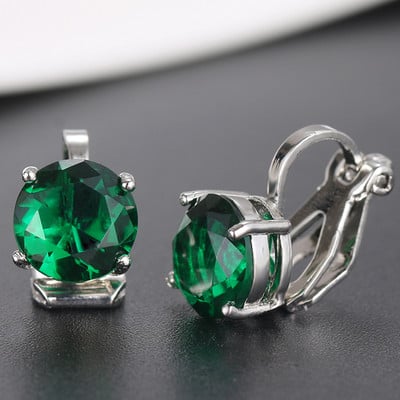 Manșetă pentru urechi de cristal de modă pentru femei, cercei cu clemă cu picătură de apă, din zirconiu, simplu, verde, bijuterii drăguțe coreene Accesorii pentru femei