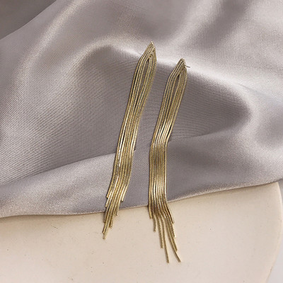 Vintage, hosszú fém láncos bojtcsipesz fülbevalón 2021 Bohém geometriai, piercing nélküli fülkapcsok női parti ékszer, ajándék