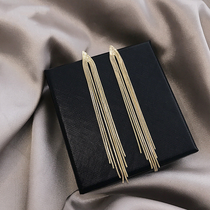 Vintage, hosszú fém láncos bojtcsipesz fülbevalón 2021 Bohém geometriai, piercing nélküli fülkapcsok női parti ékszer, ajándék