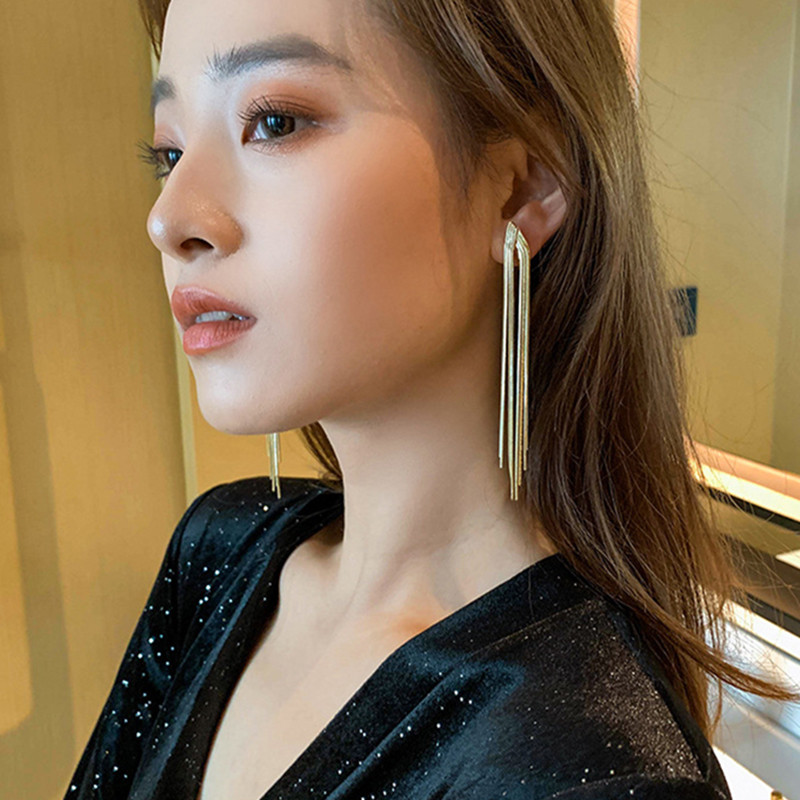 Vintage, hosszú fém láncos bojtcsipesz fülbevalón 2021 Bohém geometriai, piercing nélküli fülkapcsok női parti ékszer, ajándék