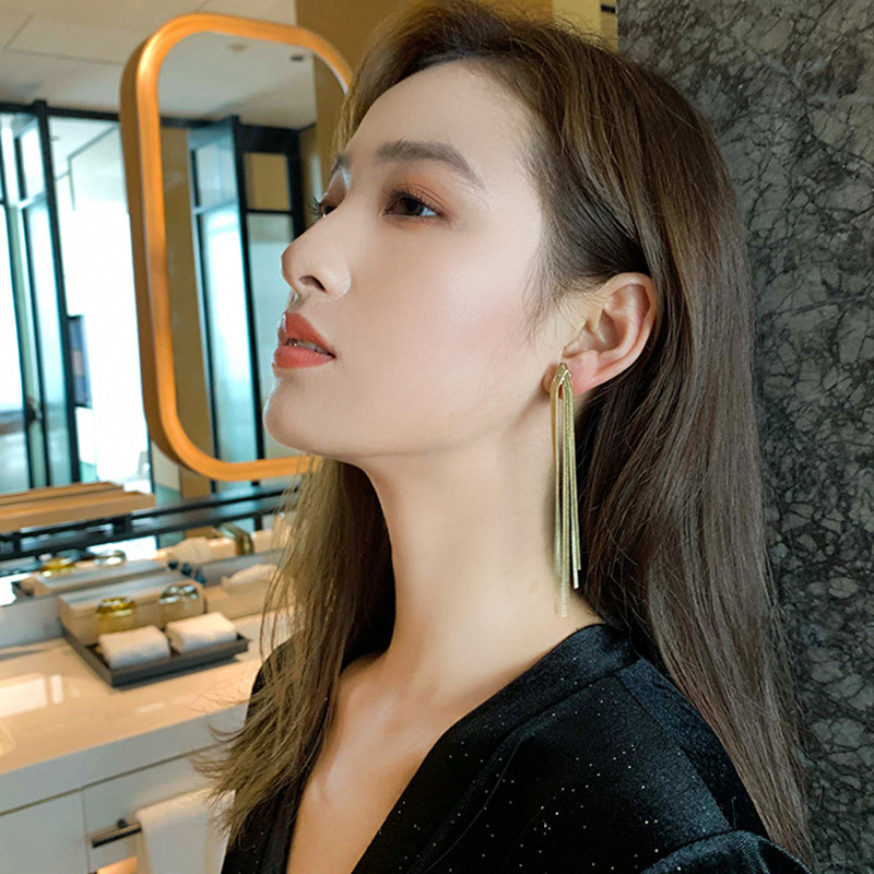 Vintage, hosszú fém láncos bojtcsipesz fülbevalón 2021 Bohém geometriai, piercing nélküli fülkapcsok női parti ékszer, ajándék