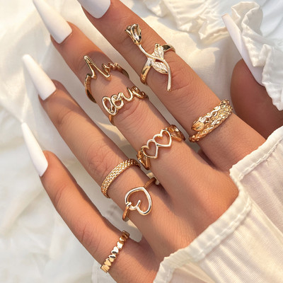 Aprilwell aranyos rózsaszín pillangós gyűrű szett nőknek gótikus angyalbetűs "GIRL" kristály esztétikus szív Anillos pár ékszer ajándékok