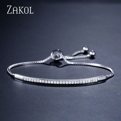 ZAKOL Modni set ogrlica s naušnicama s nitnama u obliku traka za elegantne žene Jednostavan vjenčani nakit od cirkonijskih kristala SP3016