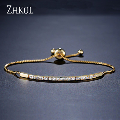 ZAKOL Modni set ogrlica s naušnicama s nitnama u obliku traka za elegantne žene Jednostavan vjenčani nakit od cirkonijskih kristala SP3016