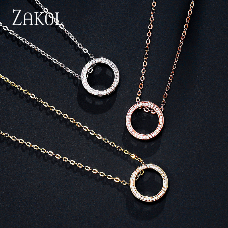 ZAKOL Modni set ogrlica s naušnicama s nitnama u obliku traka za elegantne žene Jednostavan vjenčani nakit od cirkonijskih kristala SP3016