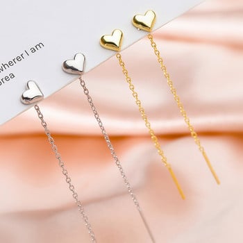 Дълги обеци с пискюл Сърце-капки Златно-сребърен цвят 2021 Корейски висящи дамски обеци Модни парти бижута Момичета Парти подарък