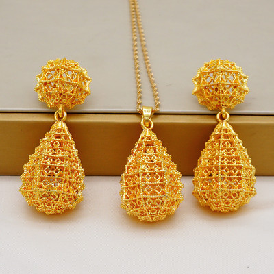 2022-es divat etióp nyaklánc fülbevaló afrikai menyasszonyi ékszerkészlet nőknek esküvői parti ajándék