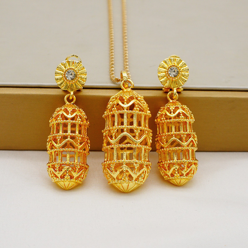 2022-es divat etióp nyaklánc fülbevaló afrikai menyasszonyi ékszerkészlet nőknek esküvői parti ajándék