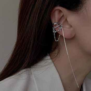Луксозни кристални френски имитация на перли Дълги обеци с пискюли без пробити маншети за уши за жени Момиче Мода за уши Бижута 2022