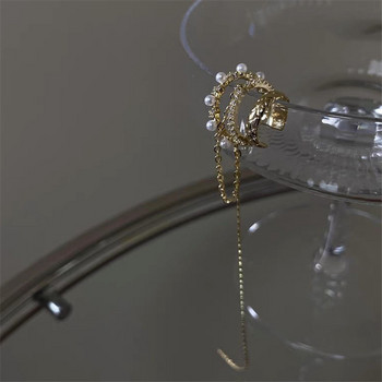 Луксозни кристални френски имитация на перли Дълги обеци с пискюли без пробити маншети за уши за жени Момиче Мода за уши Бижута 2022