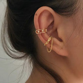 Rock Vintage cirkonski zvjezdani lanac s kićankama Naušnice za žene Unisex Minimalistički lažni piercing Manžeta za uši Nakit Pokloni