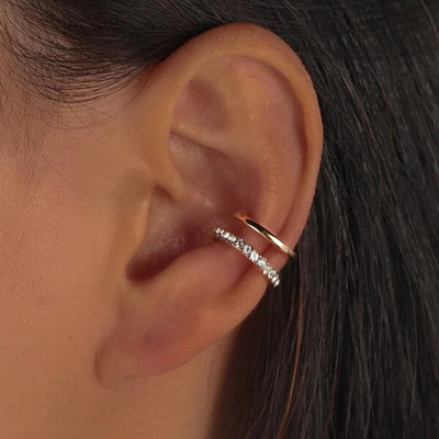 Rock Vintage cirkonski zvjezdani lanac s kićankama Naušnice za žene Unisex Minimalistički lažni piercing Manžeta za uši Nakit Pokloni