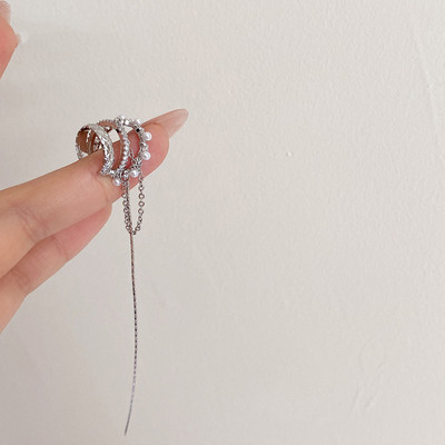Rock Vintage cirkonski zvjezdani lanac s kićankama Naušnice za žene Unisex Minimalistički lažni piercing Manžeta za uši Nakit Pokloni