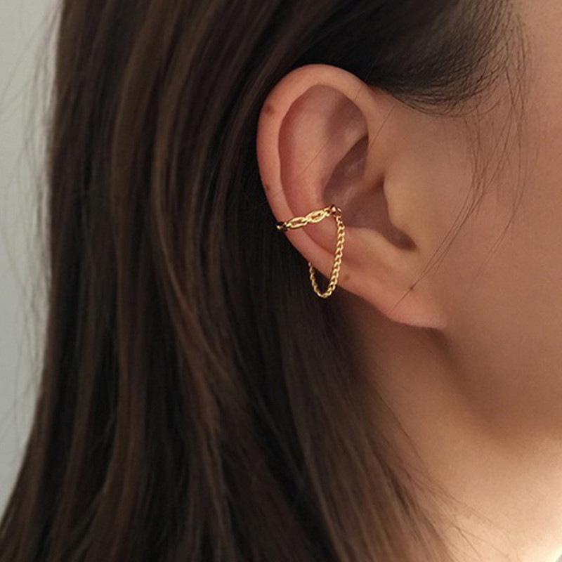 Rock Vintage cirkonski zvjezdani lanac s kićankama Naušnice za žene Unisex Minimalistički lažni piercing Manžeta za uši Nakit Pokloni