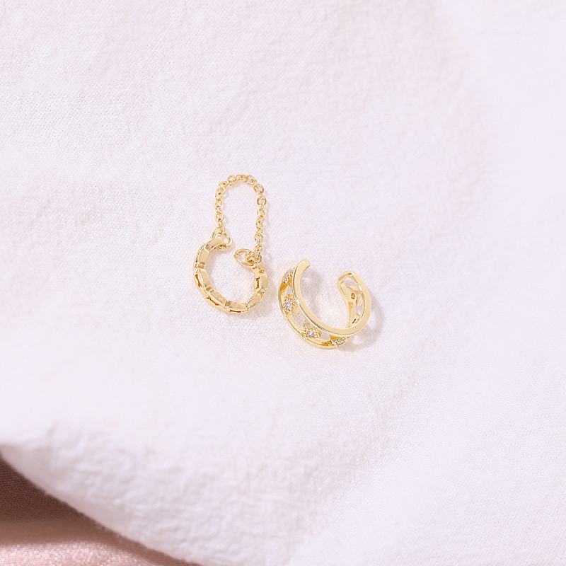 Rock Vintage cirkonski zvjezdani lanac s kićankama Naušnice za žene Unisex Minimalistički lažni piercing Manžeta za uši Nakit Pokloni