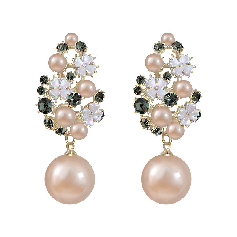 2021-es újdonság, szimulált gyöngy vintage geometriai egyszerű mikro berakásos üreges virágos gyöngy női lógó fülbevaló