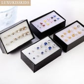 LUXUKISSKIDS 6 perechi/lot Set de cercei cu zirconiu din oțel chirurgical inoxidabil Pachet Set de cercei de Crăciun cu zircon pentru femei, bijuterii de modă