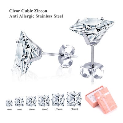LUXUKISSKIDS 6 perechi/lot Set de cercei cu zirconiu din oțel chirurgical inoxidabil Pachet Set de cercei de Crăciun cu zircon pentru femei, bijuterii de modă