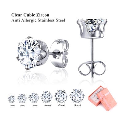 LUXUKISSKIDS 6 perechi/lot Set de cercei cu zirconiu din oțel chirurgical inoxidabil Pachet Set de cercei de Crăciun cu zircon pentru femei, bijuterii de modă
