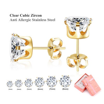 LUXUKISSKIDS 6 perechi/lot Set de cercei cu zirconiu din oțel chirurgical inoxidabil Pachet Set de cercei de Crăciun cu zircon pentru femei, bijuterii de modă