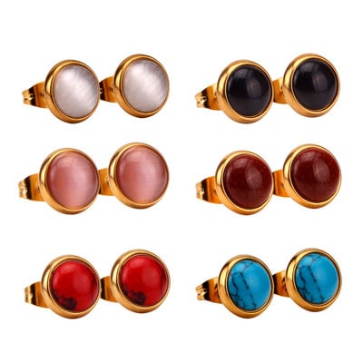 LUXUKISSKIDS 6 perechi/lot Set de cercei cu zirconiu din oțel chirurgical inoxidabil Pachet Set de cercei de Crăciun cu zircon pentru femei, bijuterii de modă