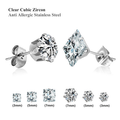 LUXUKISSKIDS 6 perechi/lot Set de cercei cu zirconiu din oțel chirurgical inoxidabil Pachet Set de cercei de Crăciun cu zircon pentru femei, bijuterii de modă