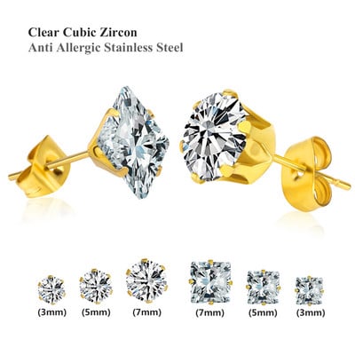 LUXUKISSKIDS 6 perechi/lot Set de cercei cu zirconiu din oțel chirurgical inoxidabil Pachet Set de cercei de Crăciun cu zircon pentru femei, bijuterii de modă