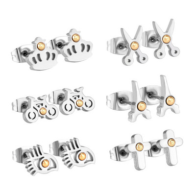 LUXUKISSKIDS 6 perechi/lot Set de cercei cu zirconiu din oțel chirurgical inoxidabil Pachet Set de cercei de Crăciun cu zircon pentru femei, bijuterii de modă