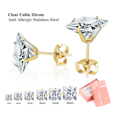 LUXUKISSKIDS 6 perechi/lot Set de cercei cu zirconiu din oțel chirurgical inoxidabil Pachet Set de cercei de Crăciun cu zircon pentru femei, bijuterii de modă