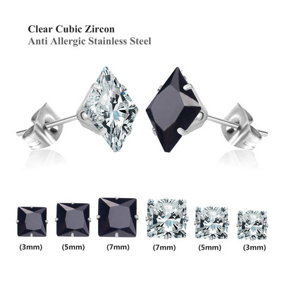 LUXUKISSKIDS 6 perechi/lot Set de cercei cu zirconiu din oțel chirurgical inoxidabil Pachet Set de cercei de Crăciun cu zircon pentru femei, bijuterii de modă