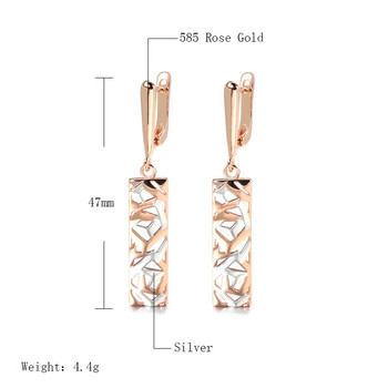 Kinel New Fashion Square Wide Drop σκουλαρίκια για γυναίκες 585 Rose Gold Silver Mix Boho Long Ethnic Retro Jewelry