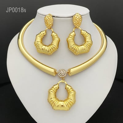 Set de cercei colier pentru femei din Dubai, bijuterii de modă africană, Nigeria, bijuterii de mireasă placate cu aur, cadouri de petrecere de nuntă