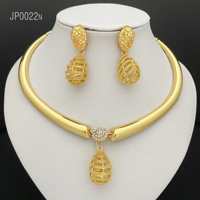 Set de cercei colier pentru femei din Dubai, bijuterii de modă africană, Nigeria, bijuterii de mireasă placate cu aur, cadouri de petrecere de nuntă