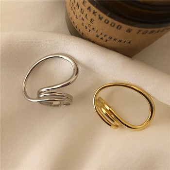 Годежни пръстени Foxanry със златен цвят за жени Преувеличени бижута Модни прости изкривени геометрични парти аксесоари