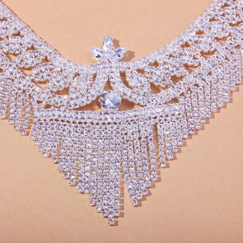 Stonefans luksuzni setovi svadbenog nakita s kićankama i dijamantima za žene Vjenčani dodaci Set šupljih kristalnih ogrlica Afrički nakit