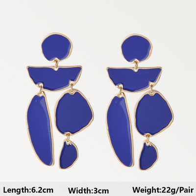 Тъмносини серии Дълги висящи обеци за жени Тенденция за 2022 г. Луксозни цветя Геометрични акрилни кристали Ретро бижута с чар