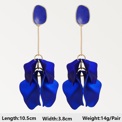 Тъмносини серии Дълги висящи обеци за жени Тенденция за 2022 г. Луксозни цветя Геометрични акрилни кристали Ретро бижута с чар