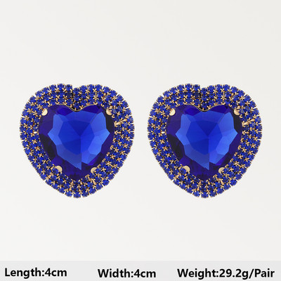 Тъмносини серии Дълги висящи обеци за жени Тенденция за 2022 г. Луксозни цветя Геометрични акрилни кристали Ретро бижута с чар