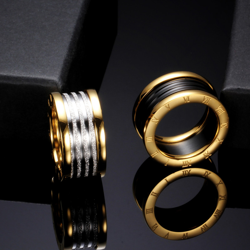 Antik Retro Rozsdamentes acél római számok Gyűrűk Női Férfi Ékszerek Anillos Eljegyzés Esküvői Kiegészítők Vintage