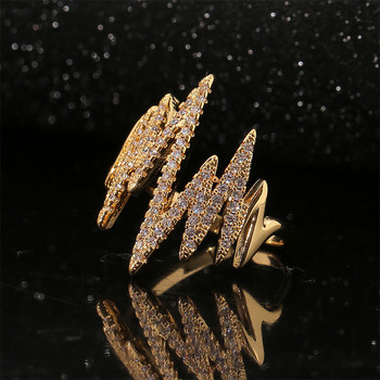Нови златисти светкавични готини пръстени, класически пръстен с щипка и геометрия, отворен пръстен за жени, луксозни прости пънк парти бижута, подаръци
